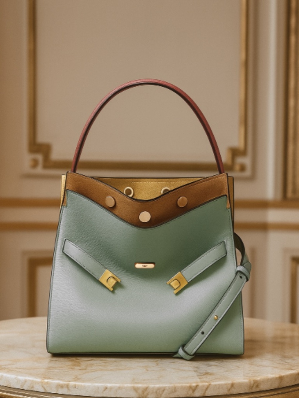 NEW Tory Burch Lee Radziwill Rivulet Leather Small Double satchel Shoulder Bag
